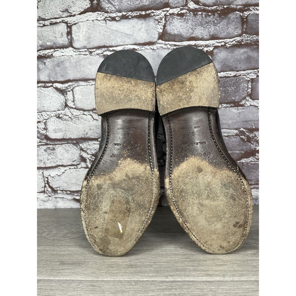 BALENCIAGA BLACK WHITE POLISH CALFSKIN CHELSEA BUCKLE ANKLE BOOTS Women 37EU/6.5 - Picture 12 of 16